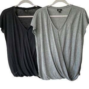 Set/2 Mossimo Black Heather Gray Faux Wrap Front V-Neck Tees Size Small